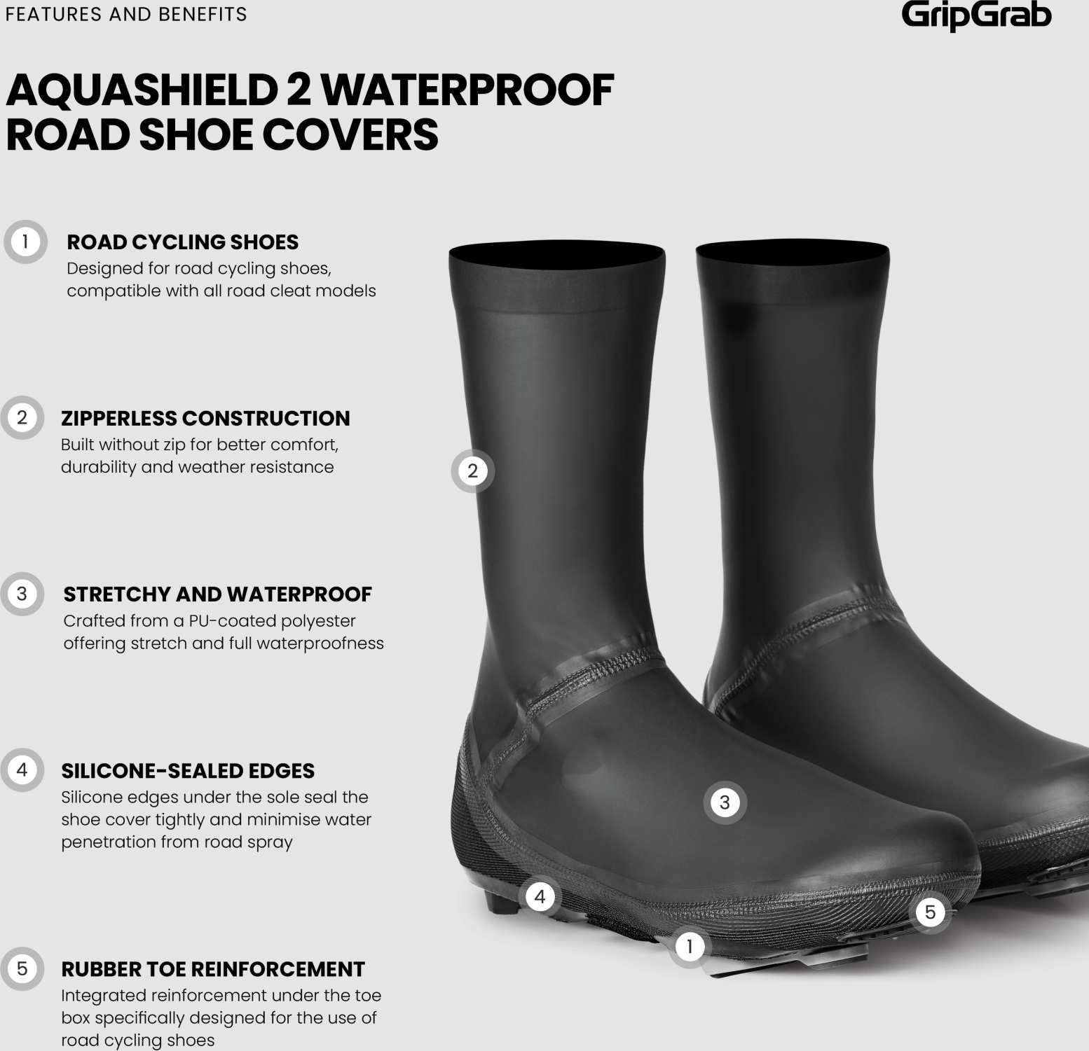 GripGrab AquaShield 2 Waterproof Road Shoe Covers M, black - Image 6